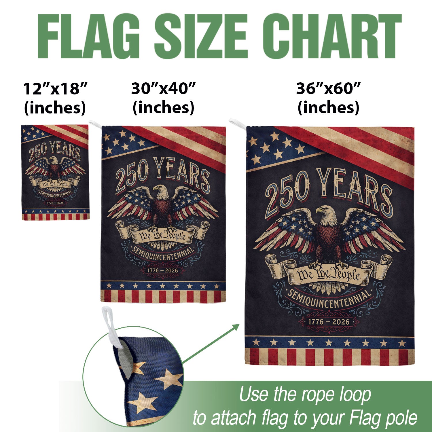 America 250th Anniversary 1776–2026 House Flag – We The People Bald Eagle Vintage Double Sided Printing USA Flag