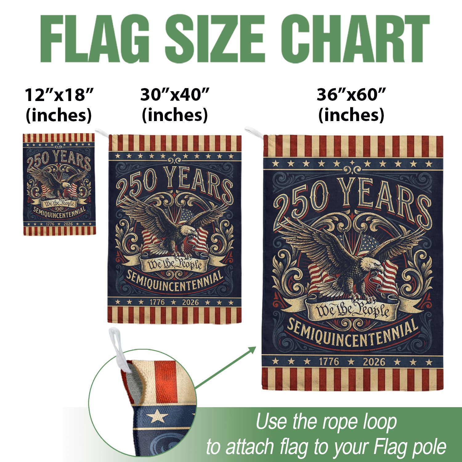 USA 250th Anniversary 1776-2026 Garden Flag – Retro We The People Bald Eagle 250 Years of Liberty Double Sided Printing
