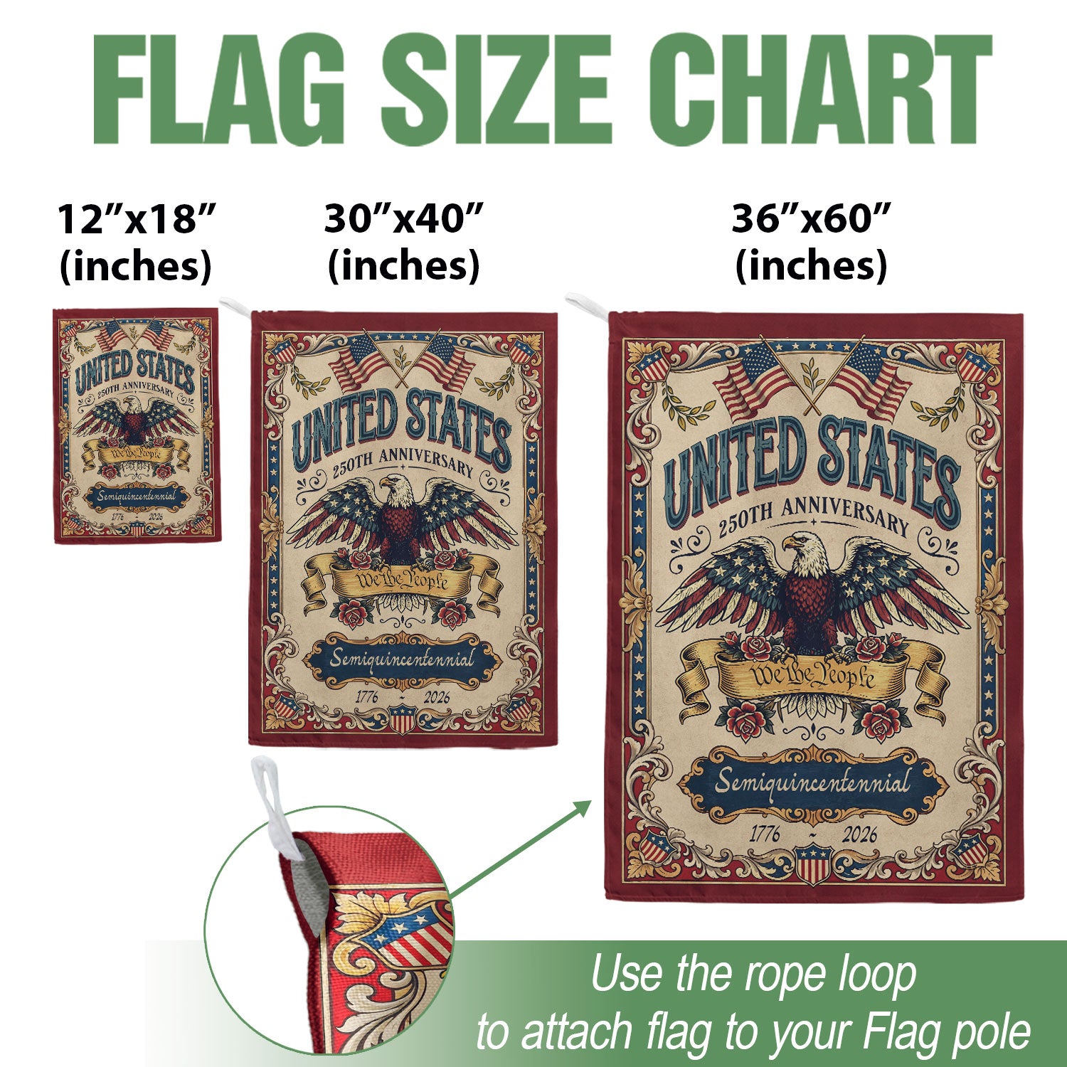 1776-2026 America 250th Anniversary Garden Flag – We The People Bald Eagle 250 Years of Freedom Double Sided Patriotic Printing
