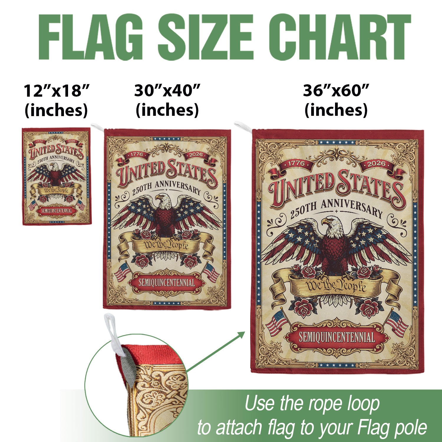 We The People 250 Years United States 1776-2026 Garden Flag – Bald Eagle 250th Anniversary Double Sided Printing USA Banner