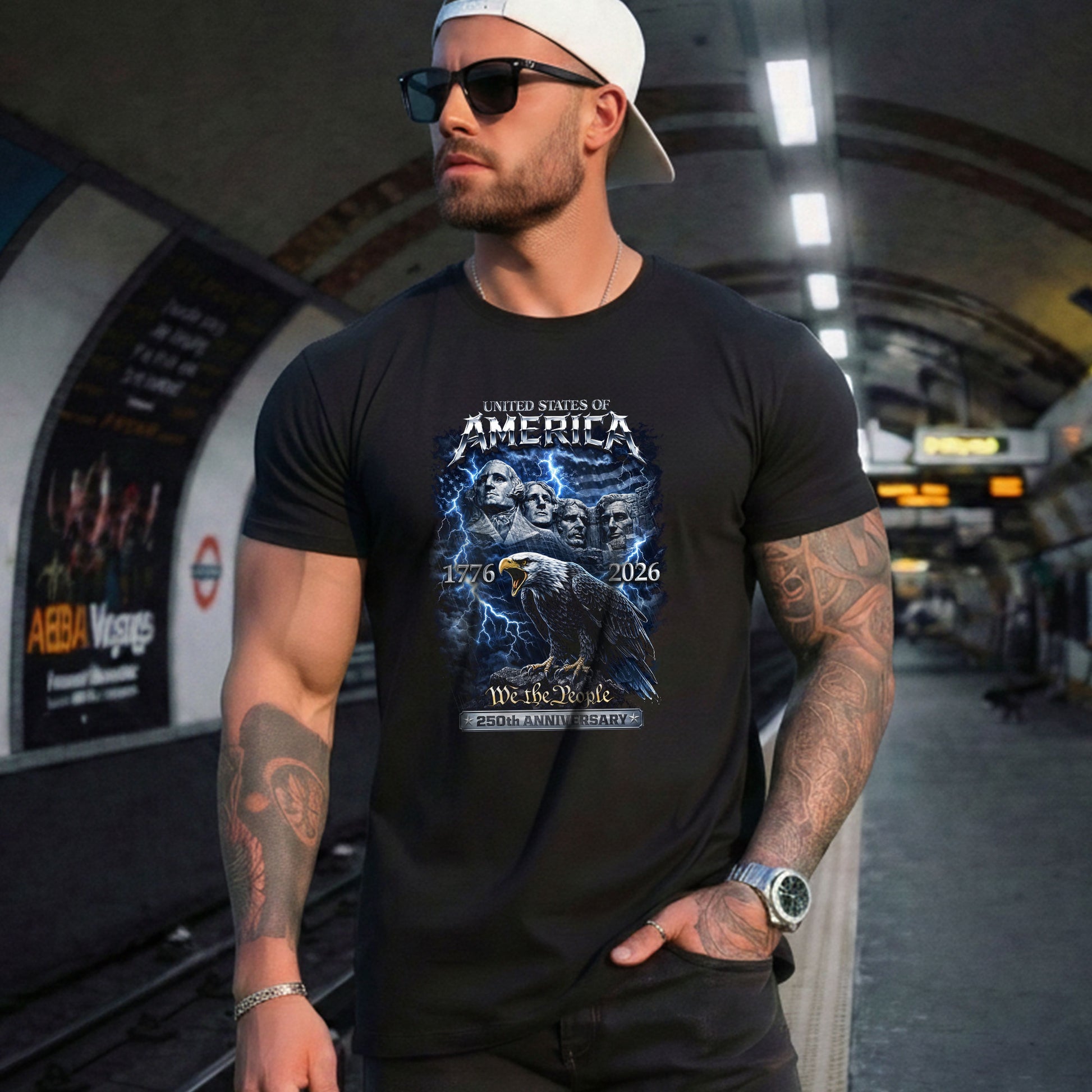America 1776–2026 – 250th Anniversary We The People Lightning Eagle Tee - Rust Field Wear