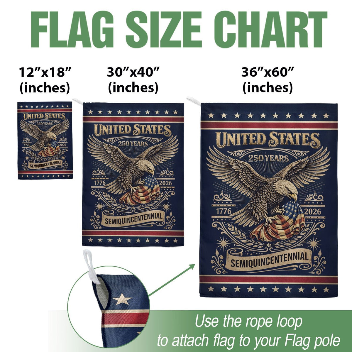 America 250th Anniversary 1776–2026 House Flag – Patriotic Eagle USA Double Sided Yard Decor - Rust Field Wear