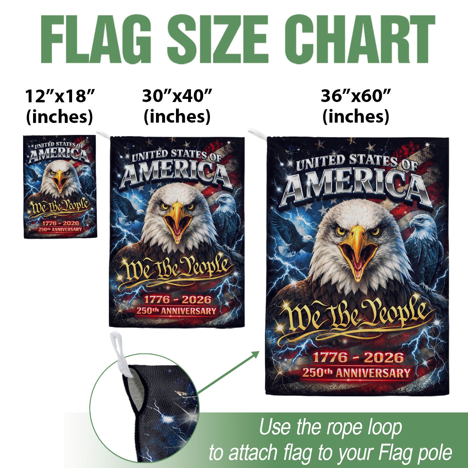 America We The People 250th Anniversary House Flag - Eagle Freedom 1776-2026, Double Sided 250 Years Outdoor Decor - Rust Field Wear