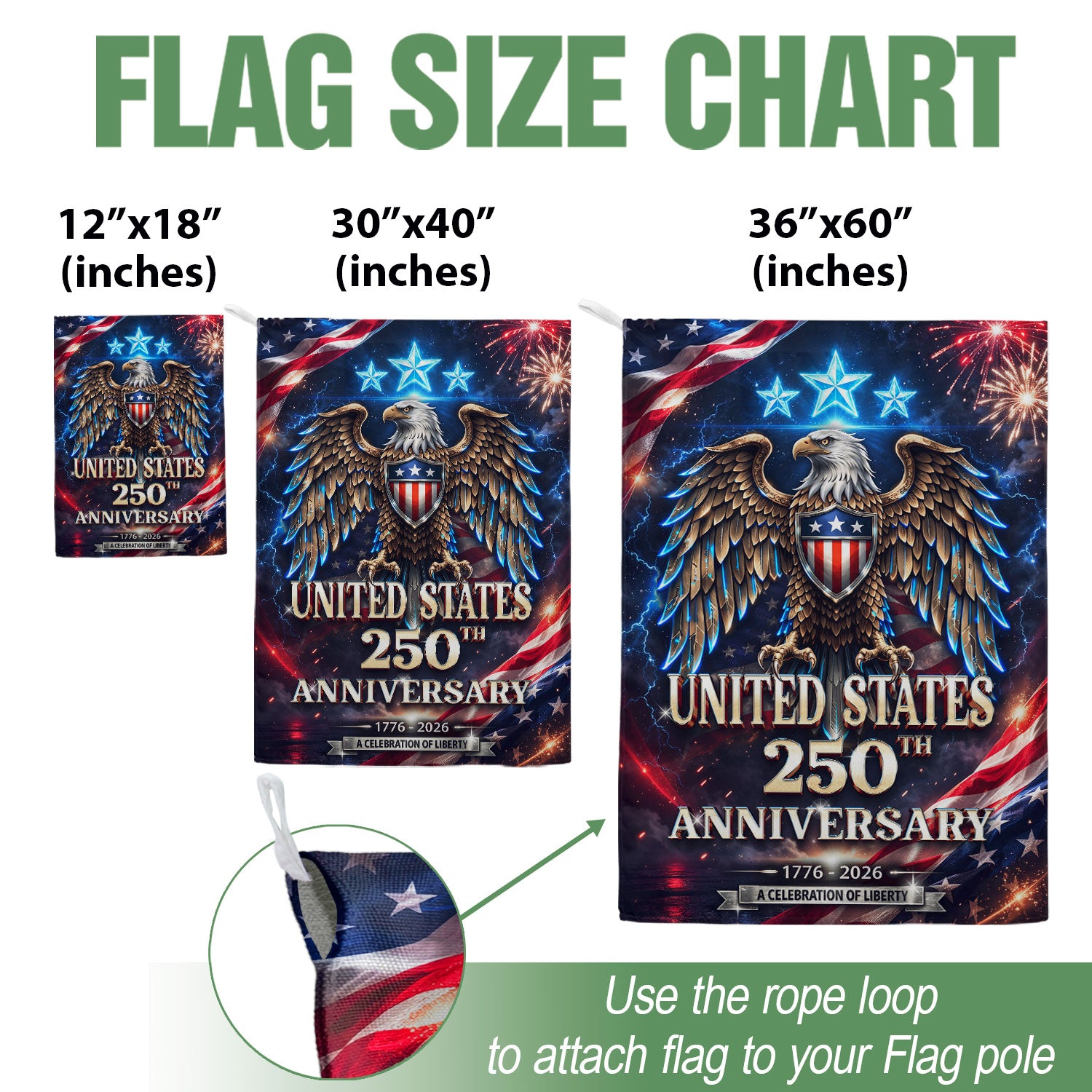 1776-2026 USA 250 Years 250th Anniversary Garden Flag – Bald Eagle & Fireworks Double Sided Patriotic Outdoor Banner