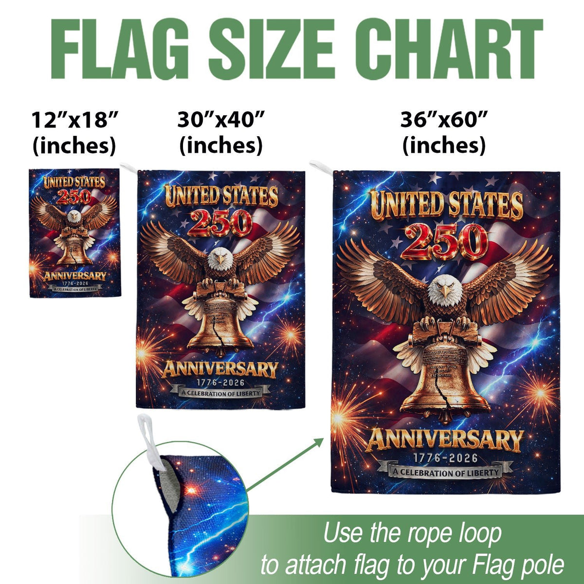 America 250th Anniversary 1776-2026 Garden Flag – Liberty Bell & Bald Eagle 250 Years of Freedom Double Sided Outdoor Banner - Rust Field Wear