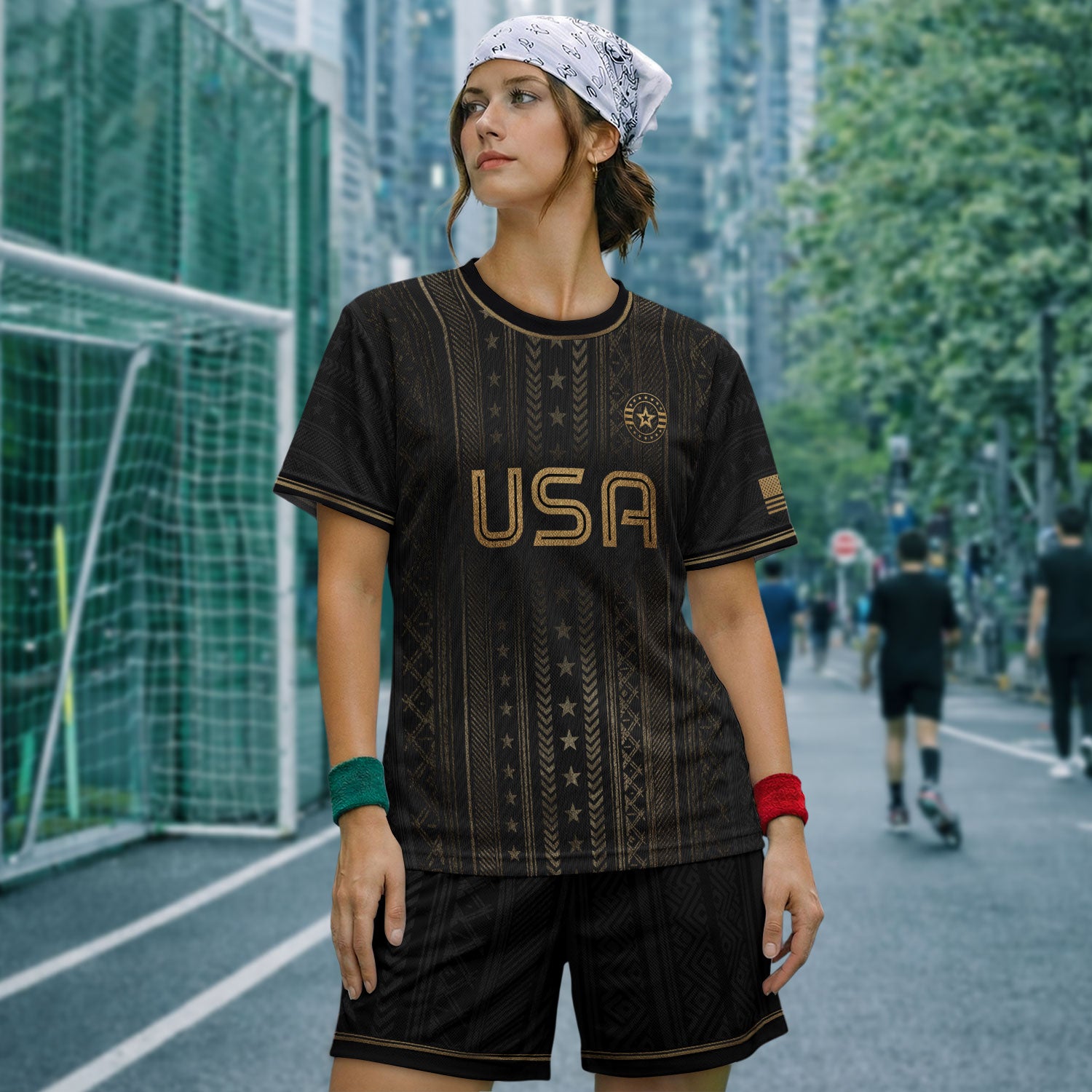 Black USA Soccer Shirt Golden Eagle Emblem United States National Team Fan Jersey Gift Tee