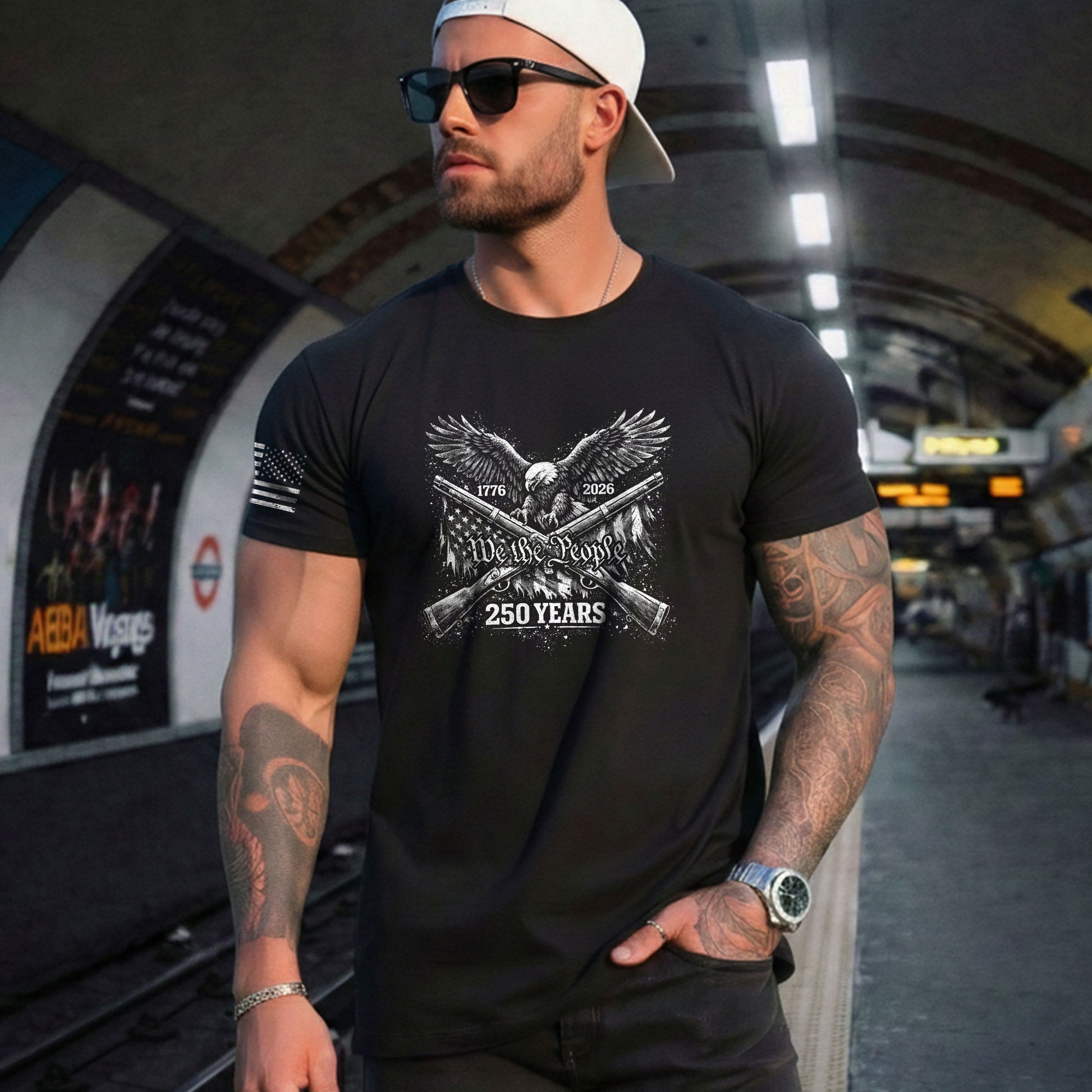 America 250th Anniversary T-Shirt 1776-2026 – We The People Eagle & Crossed Rifles Tee - Rust Field Wear