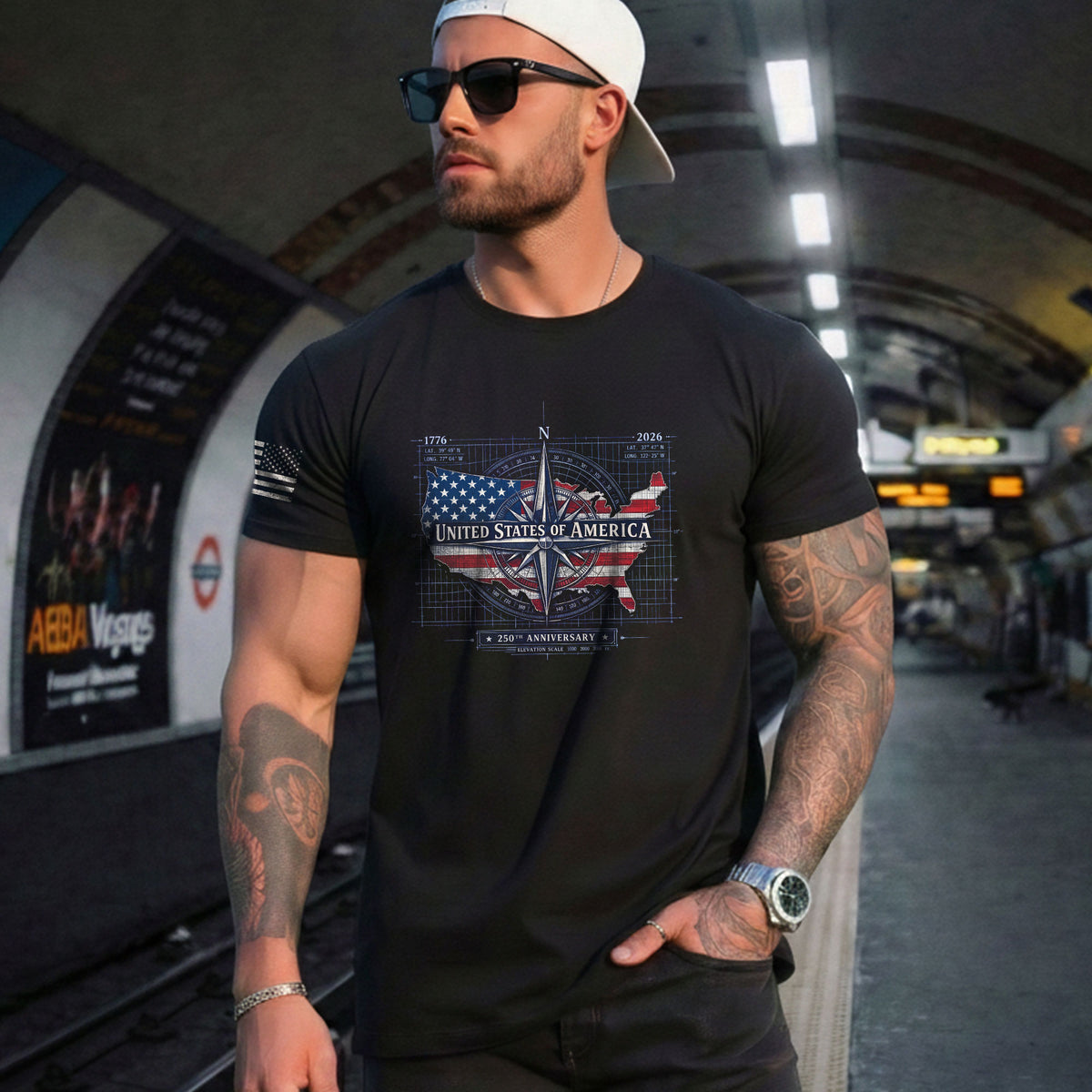 250th Anniversary USA Shirt 1776-2026 – Patriotic US Flag Freedom Tee, American Birthday Mens T-Shirt - Rust Field Wear