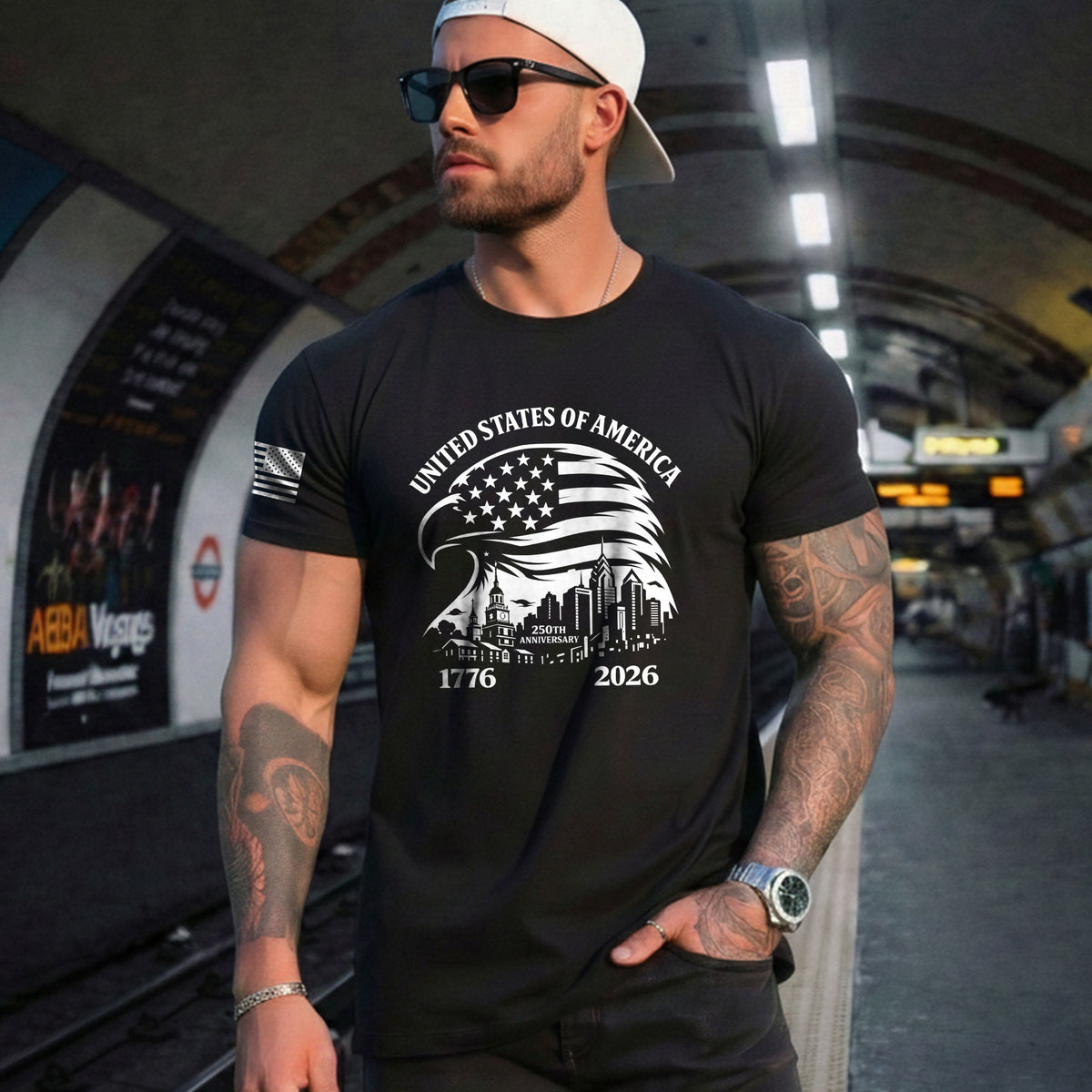 USA 250th Anniversary 1776-2026 T-Shirt – Eagle & American Flag Patriotic Freedom Mens Shirt - Rust Field Wear