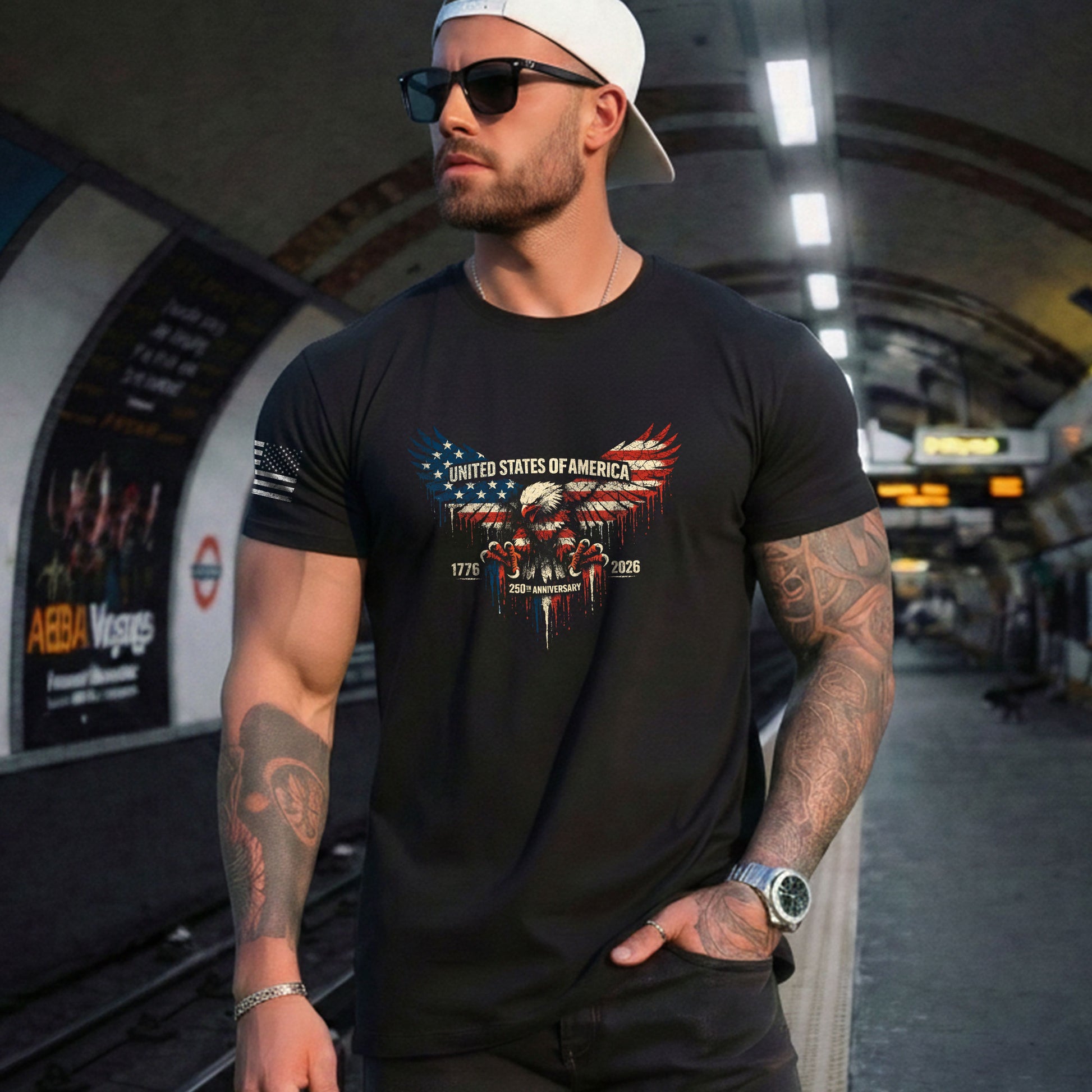 America 250th Anniversary 1776-2026 T-Shirt – USA Flag & Eagle Patriotic 250 Years of Freedom Tee - Rust Field Wear