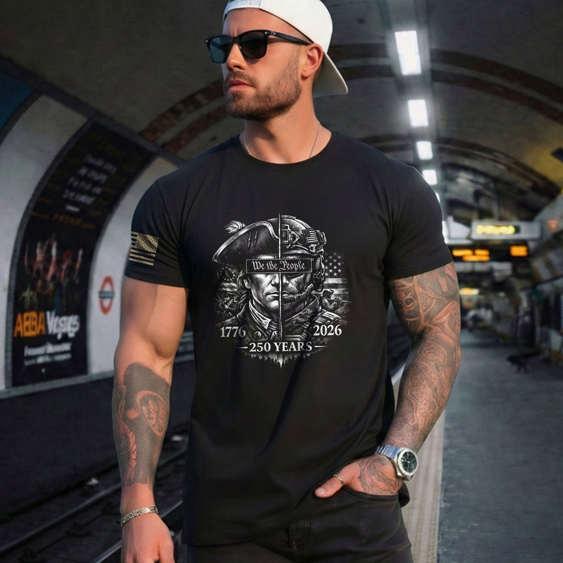 USA 250th Anniversary 1776-2026 T-Shirt – Revolutionary & Modern Soldier We The People Men's Shirt - Rust Field Wear