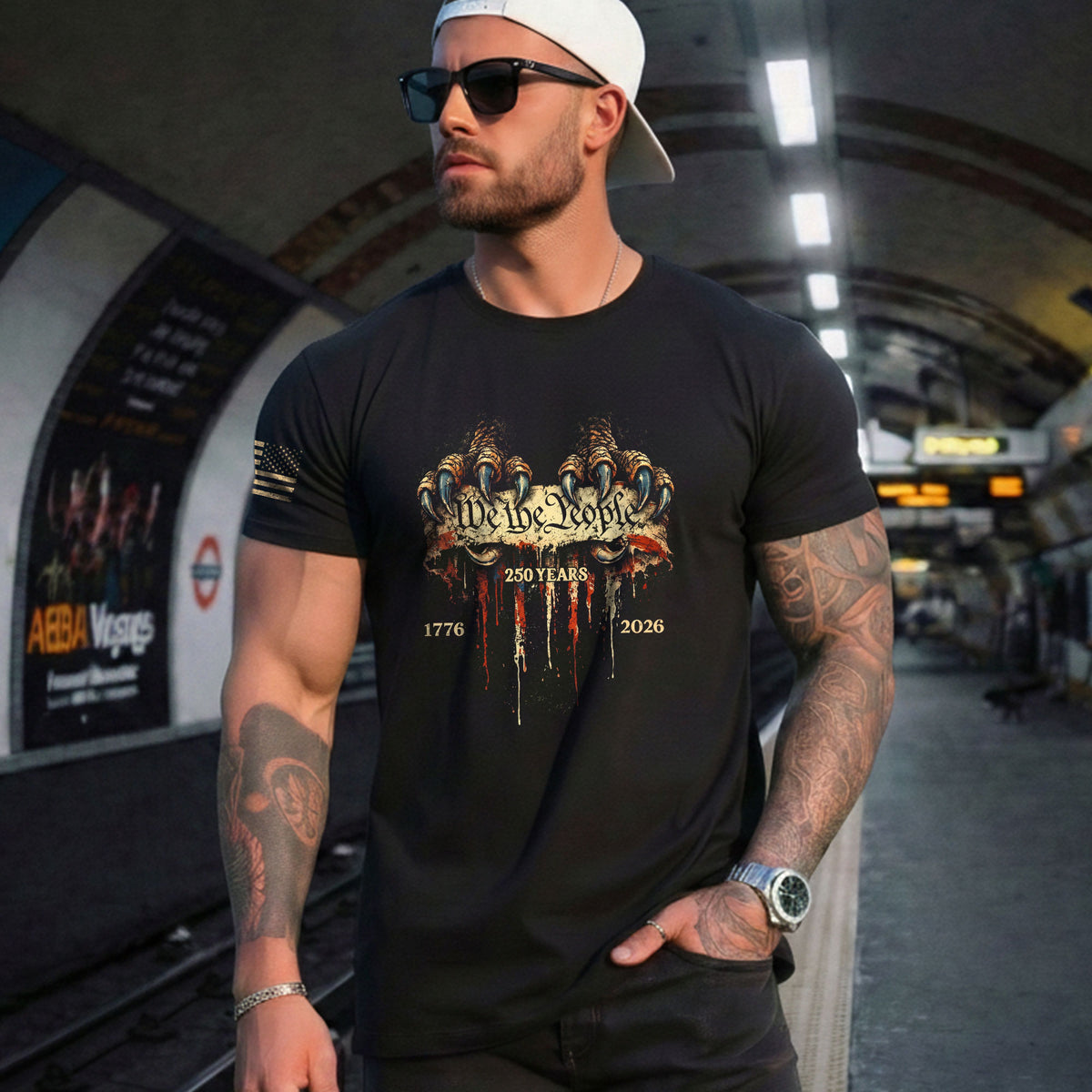 USA 250th Anniversary 1776-2026 T-Shirt – Patriotic Eagle Talons We The People America Tee - Rust Field Wear