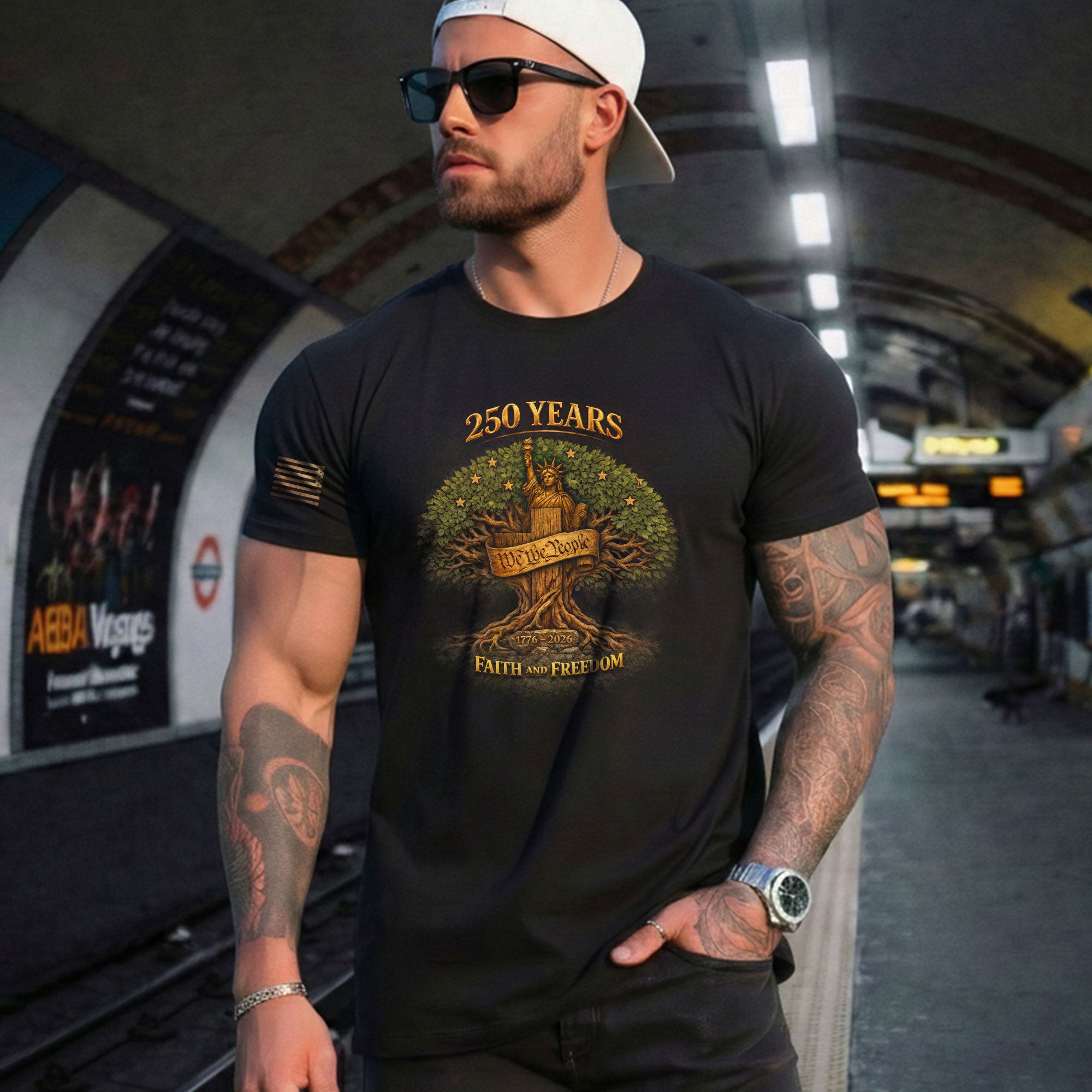 America 250th Anniversary T-Shirt 1776-2026 – Statue of Liberty & Cross Christian Tee - Rust Field Wear