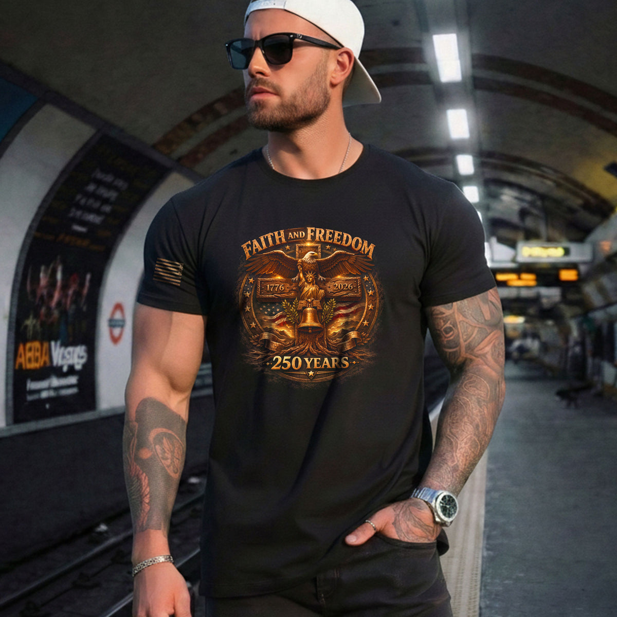 America 250th Anniversary T-Shirt 1776-2026 – Eagle, Cross & Liberty Bell Christian Tee - Rust Field Wear