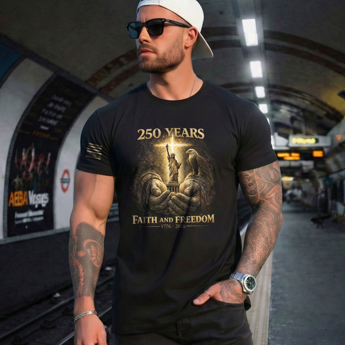America 250th Anniversary T-Shirt 1776-2026 – God’s Hands, Liberty & Eagle Christian Tee - Rust Field Wear