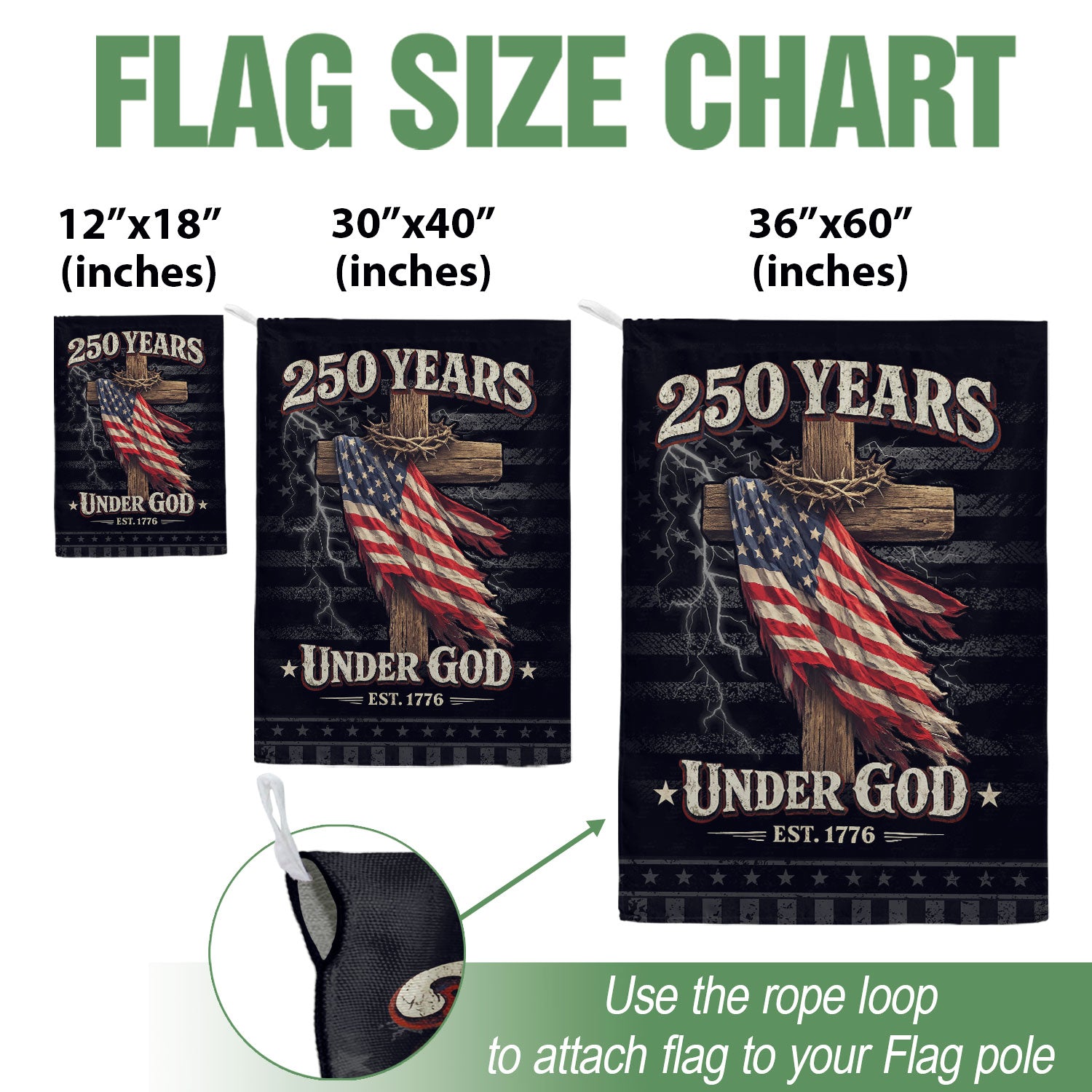 250 Years of Freedom Garden Flag – One Nation Under God Cross Flag, We The People Patriotic Garden Flag, Faith and Freedom Decor