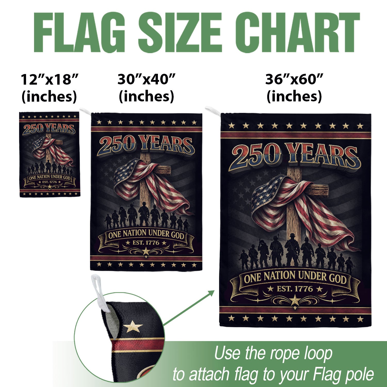 250th Anniversary USA Flag Garden Decor – One Nation Under God, We The People Cross Garden Flag, Faith and Freedom Patriotic Flag