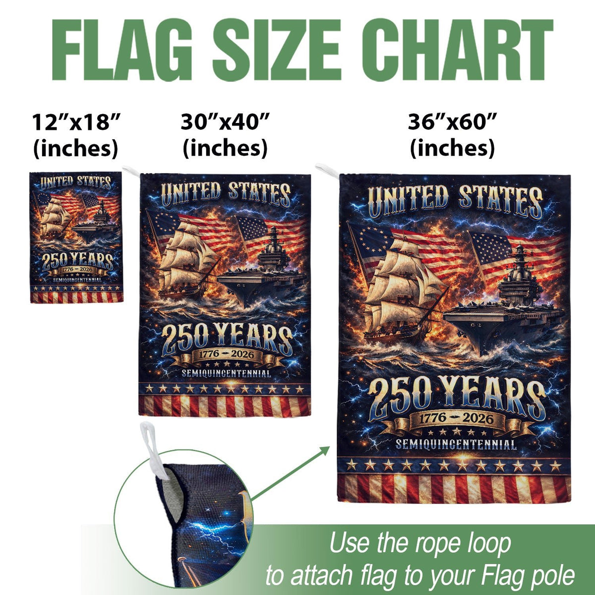 1776-2026 USA 250th Anniversary House Flag – Navy History & Modern Power Patriotic Double Sided Flag - Rust Field Wear