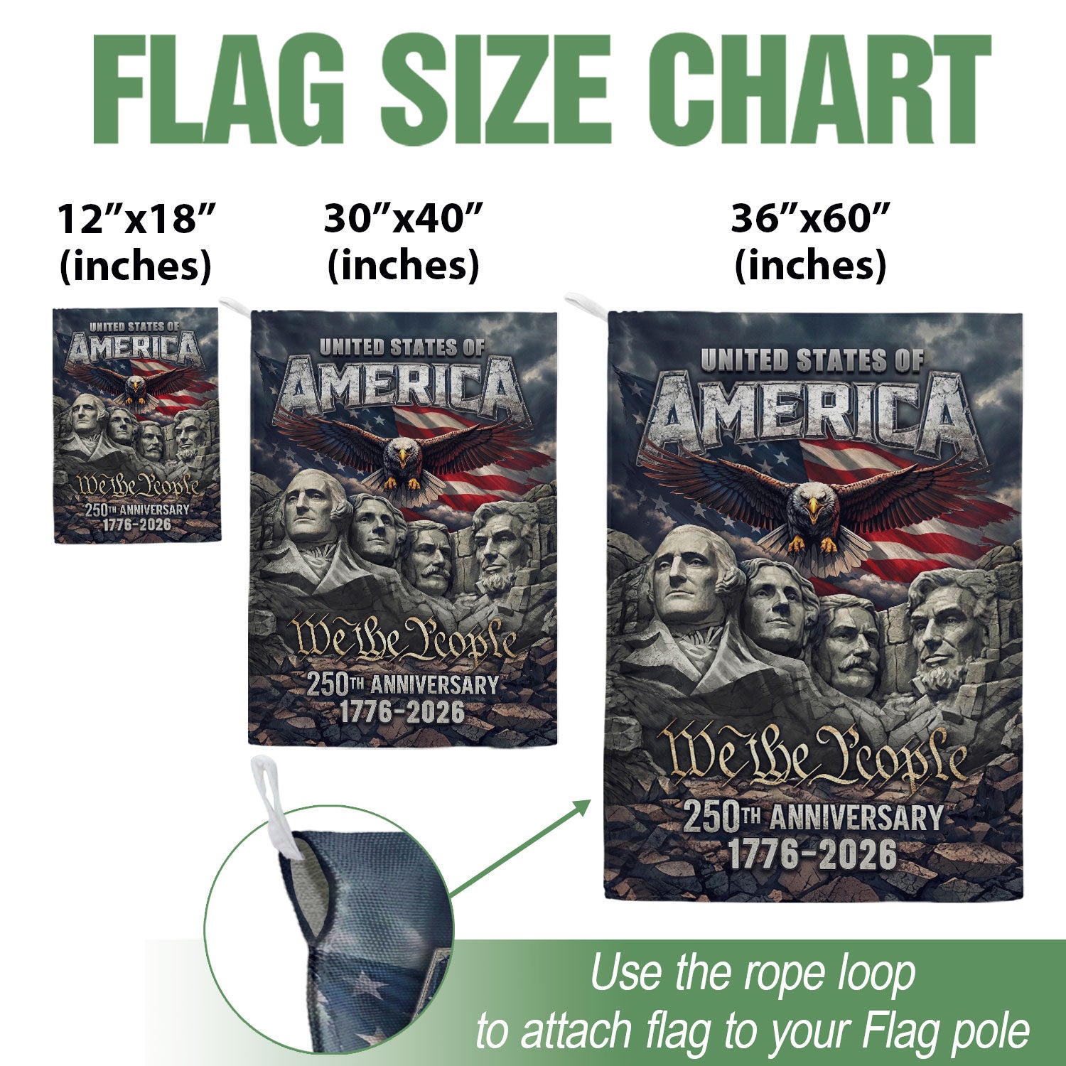 USA 250th Anniversary House Flag 1776–2026 – American Flag 250 Year Anniversary Patriotic Eagle We The People Outdoor Yard Decor Flag