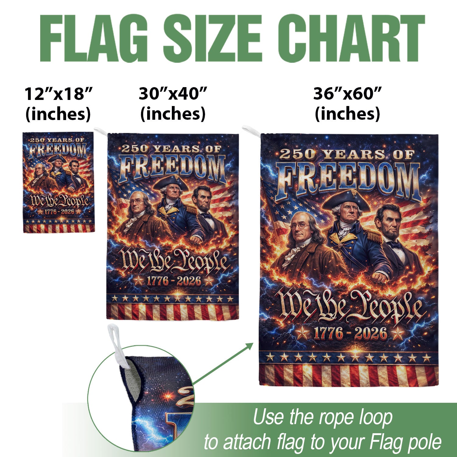 United States 250th Anniversary Garden Flag Founding Fathers Patriotic 1776-2026 Yard Decor 12x18inch