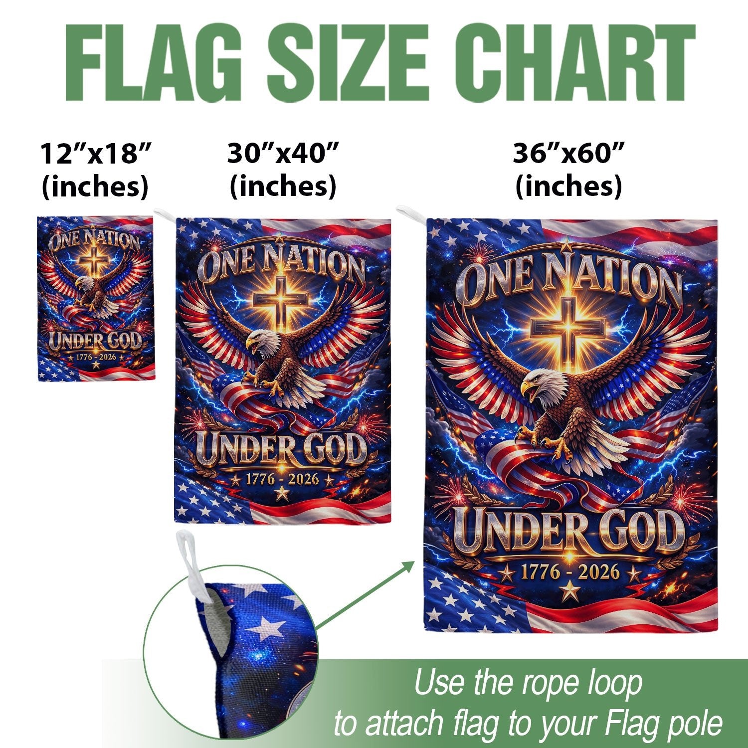 Christian One Nation Under God 250th Anniversary USA House Flag 1776–2026 Eagle Cross Patriotic Faith Banner - Rust Field Wear