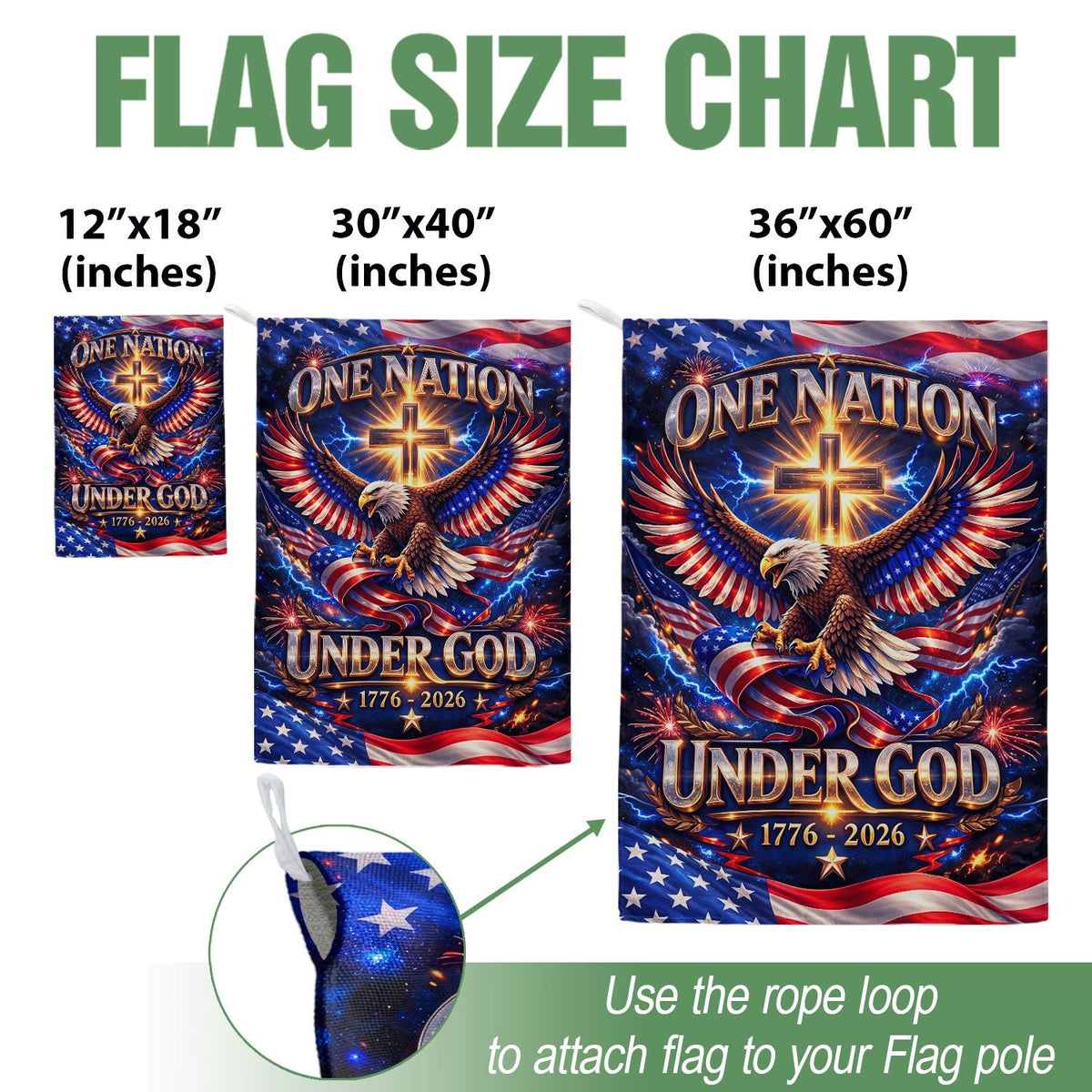 Christian One Nation Under God 250th Anniversary USA Garden Flag 1776–2026 Eagle Cross Patriotic Faith Design - Rust Field Wear
