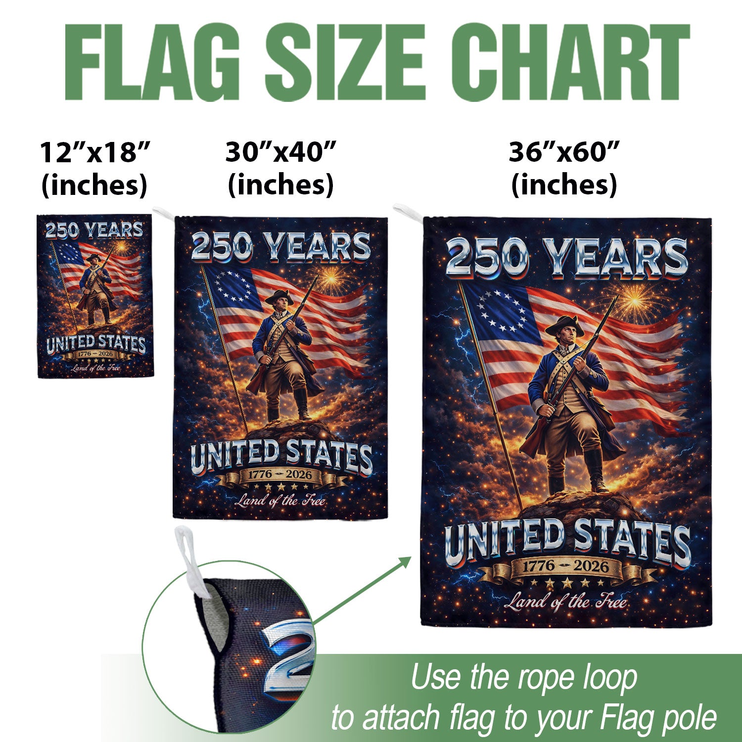 250 Years United States Garden Flag Patriotic Soldier 1776 2026 Land of the Free