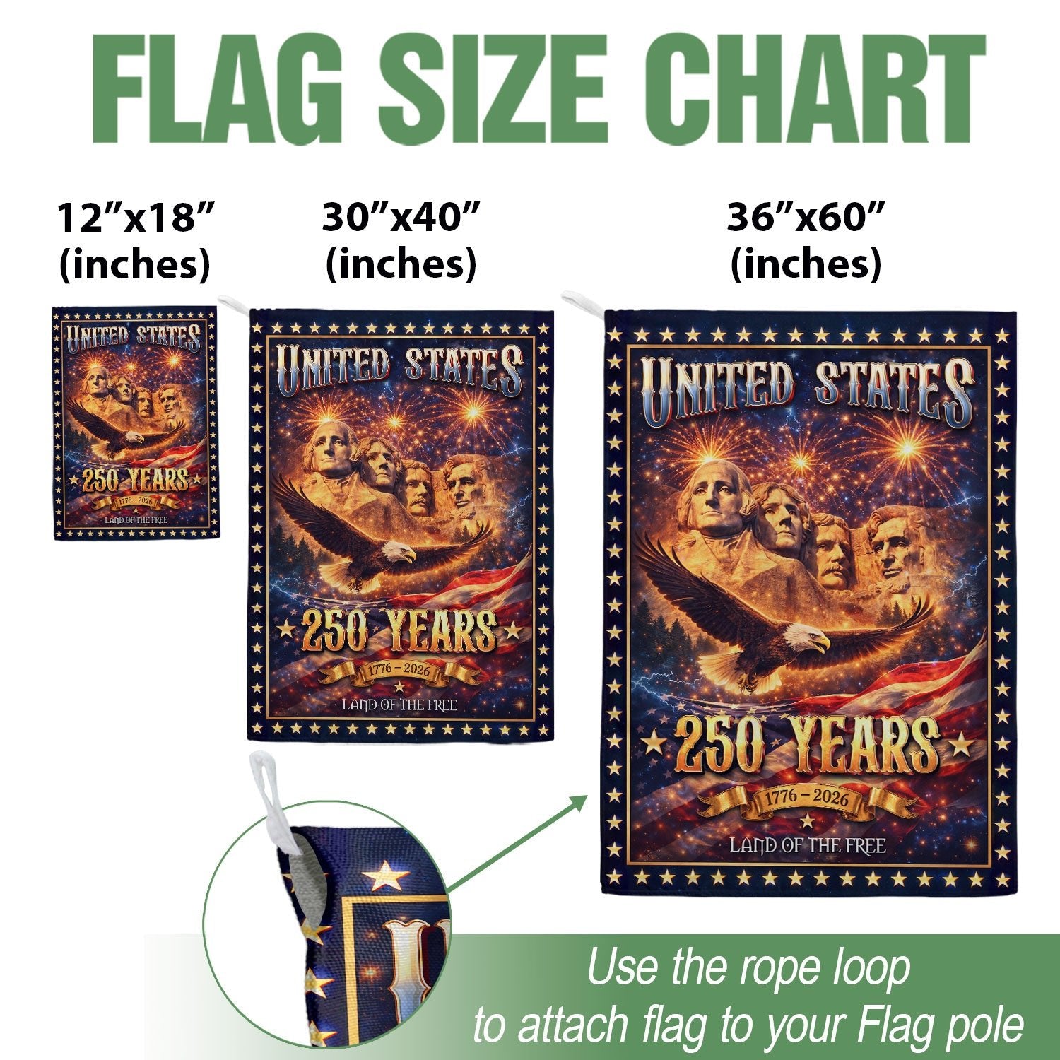 United States 250 Years House Flag Mount Rushmore Eagle 1776 - 2026 Patriotic Banner - Rust Field Wear