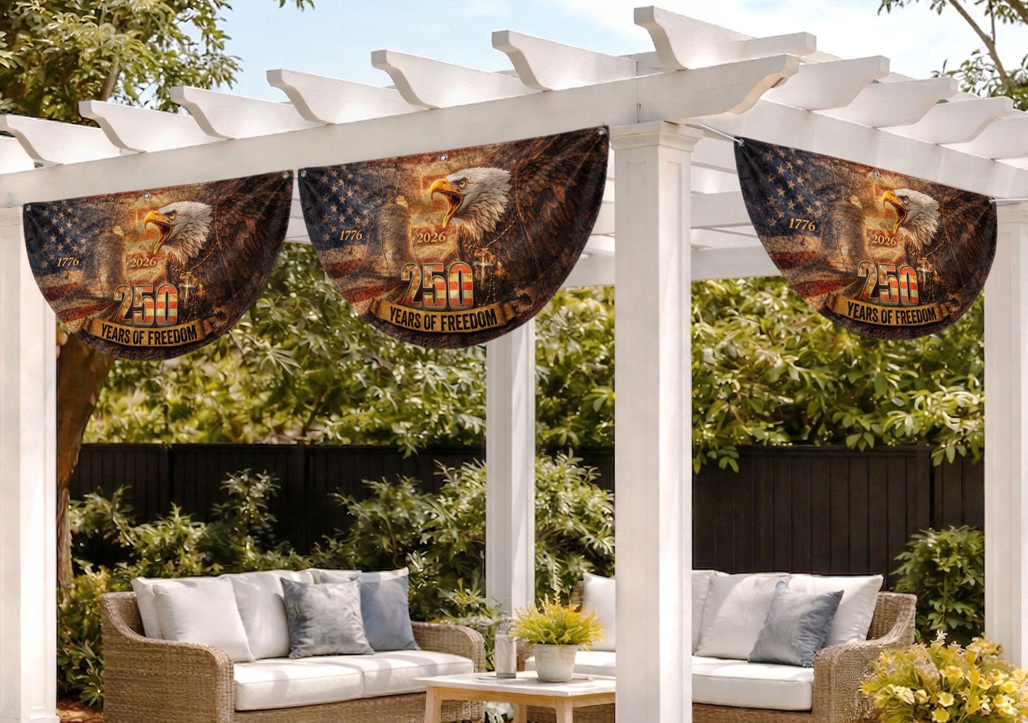 Fence Flag 250th Anniversary USA Flag 1776 2026 Patriotic Eagle American 250 Year Celebration Flag - Rust Field Wear