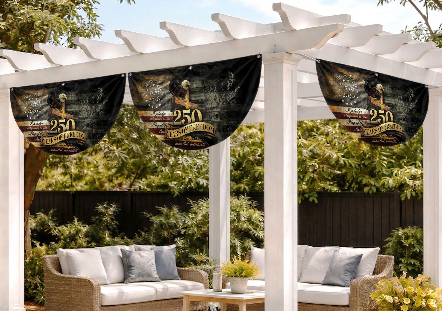 Fence Flag 250th Anniversary USA Flag 1776-2026 Eagle Patriotic 250 Year American Anniversary Flag Decor - Rust Field Wear