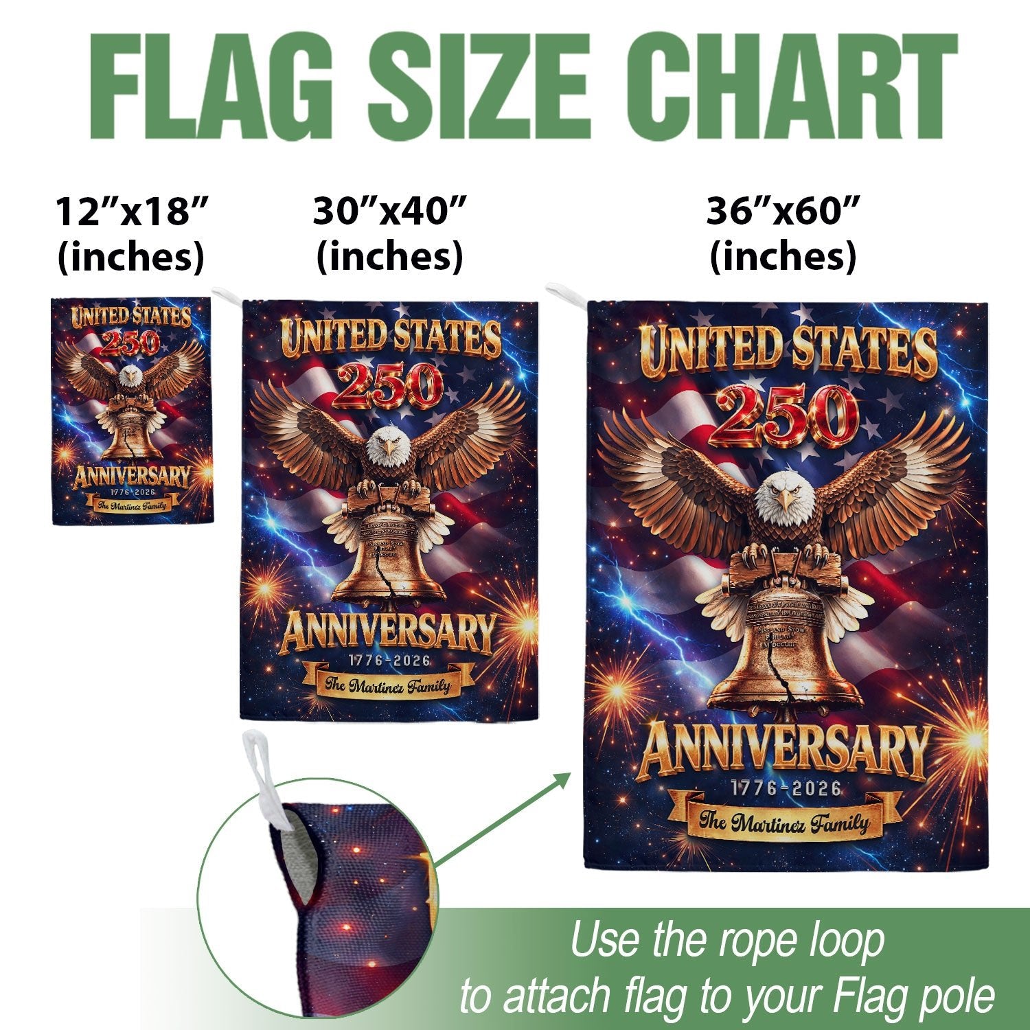 Personalized American Celebration Garden Flag – 250-Year Commemorative Design with Eagle & Liberty Bell (1776–2026) - Rust Field Wear