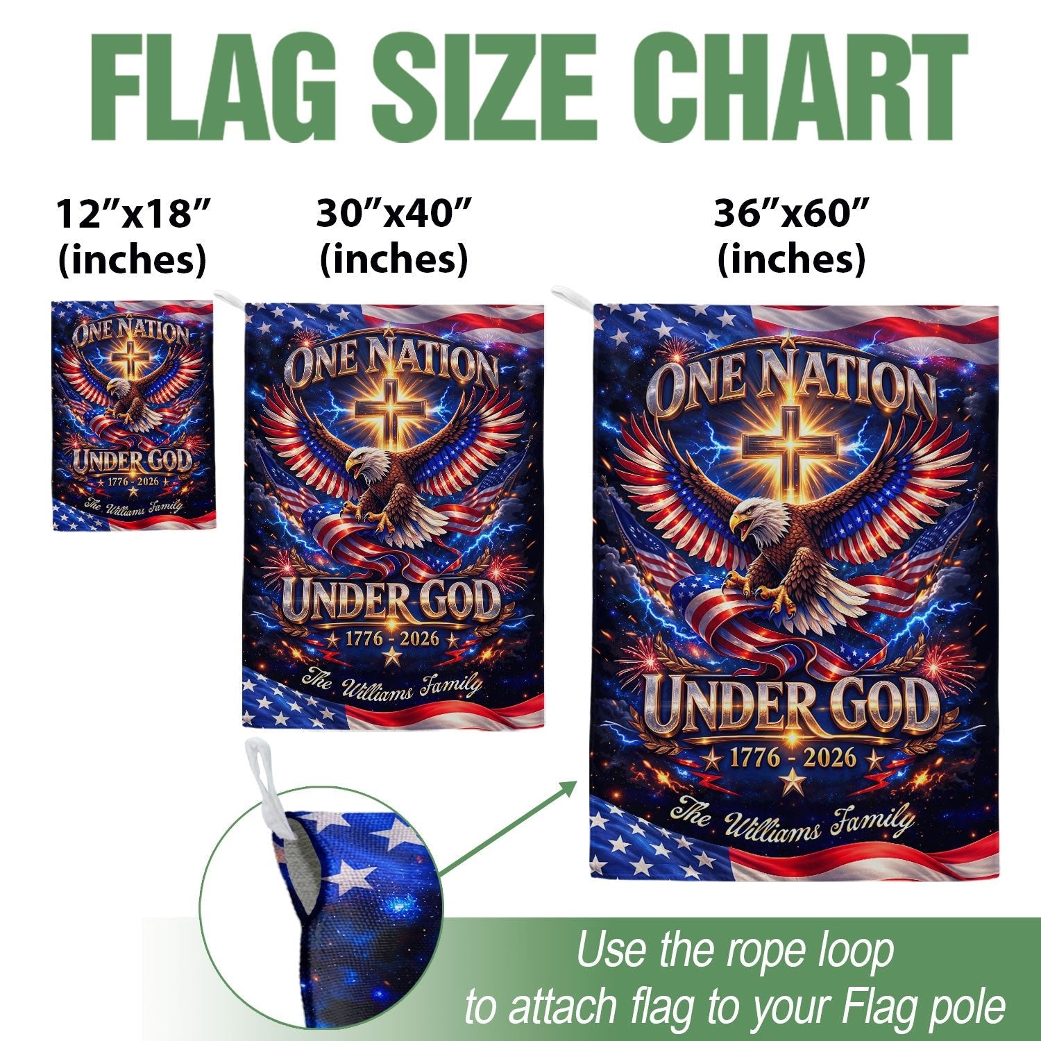 Personalized Faith & Freedom Garden Flag – 250-Year USA Tribute with Eagle and Cross Motif (1776–2026) - Rust Field Wear