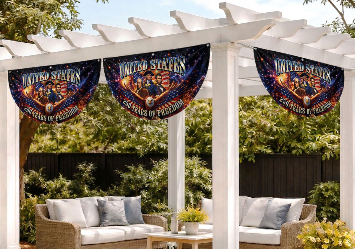 America 250 Years of Freedom Fence - Patriotic Eagle & Founding Fathers for 2026 - Rust Field Wear