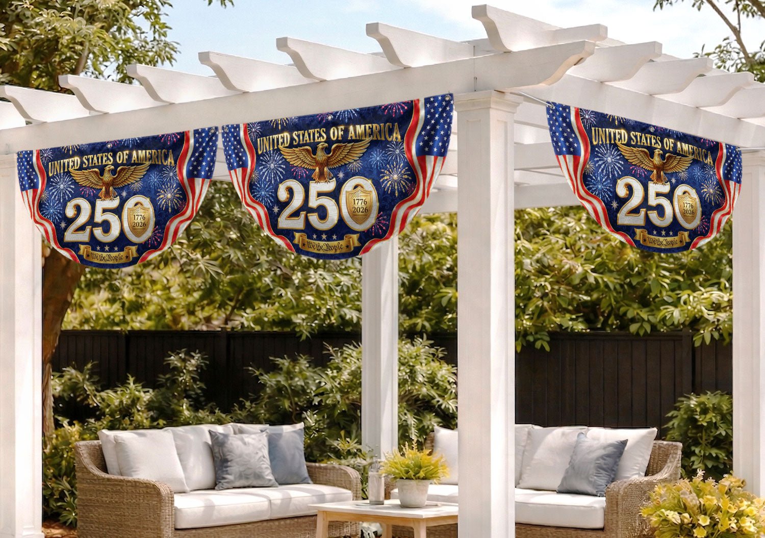 250 Years United States Fence Flag 1776-2026 Patriotic Heritage Banner - Rust Field Wear