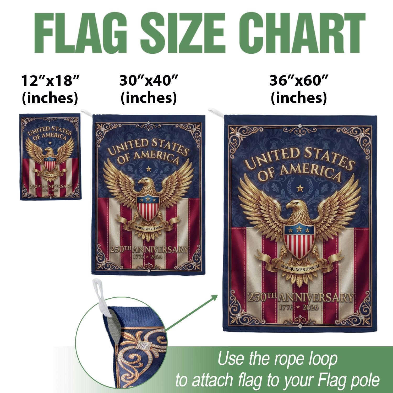250th Anniversary House Flag USA Eagle Patriotic Banner 1776-2026 Outdoor Decor - Rust Field Wear