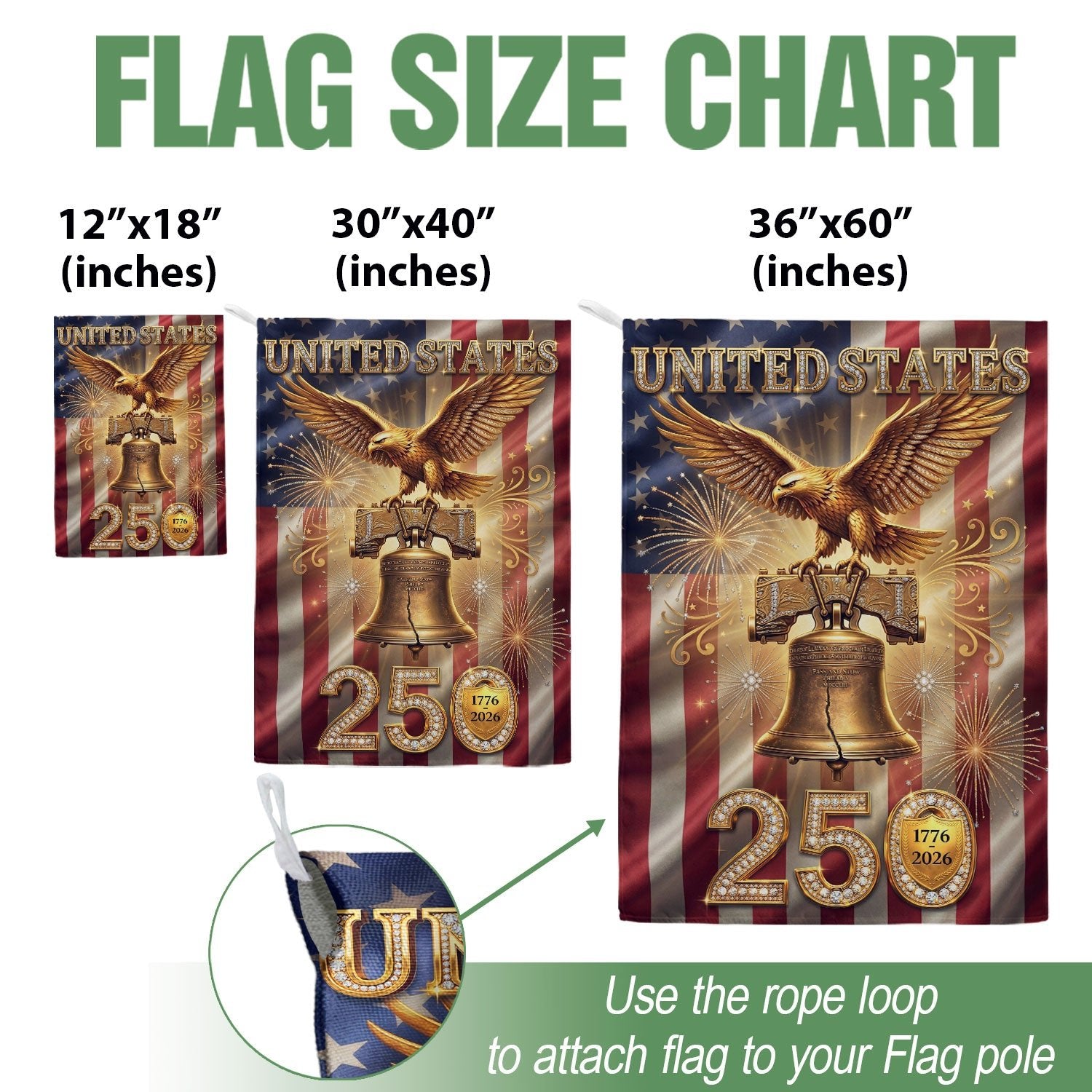 250th Anniversary House Flag USA Eagle Liberty Bell Patriotic Banner 1776-2026 Decor - Rust Field Wear