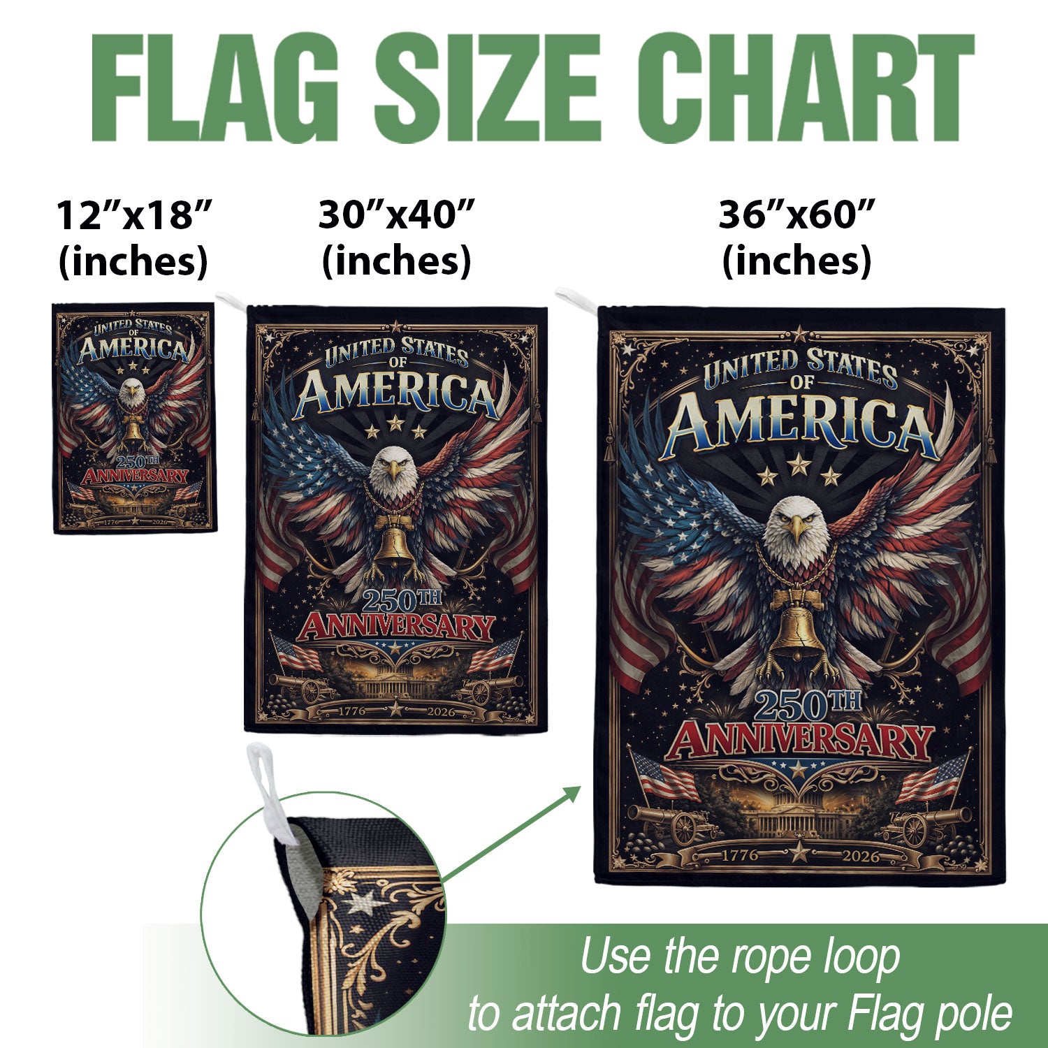 USA 250th Anniversary Commemorative Garden Flag - Patriotic Eagle Garden Decor for Home