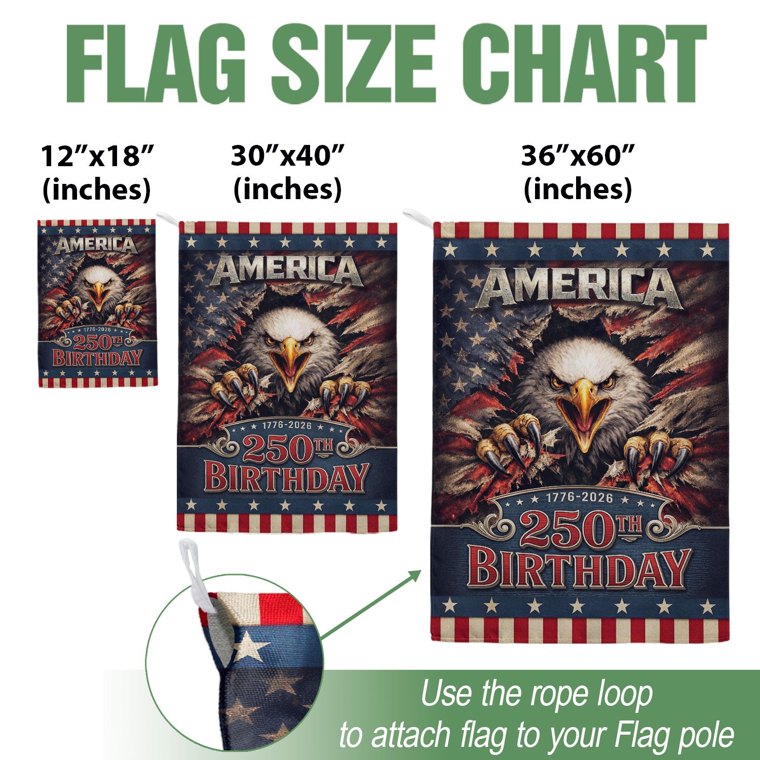 USA 250th Birthday Garden Flag - Patriotic Eagle Ripped Flag Outdoor Decor 1776-2026 - Rust Field Wear