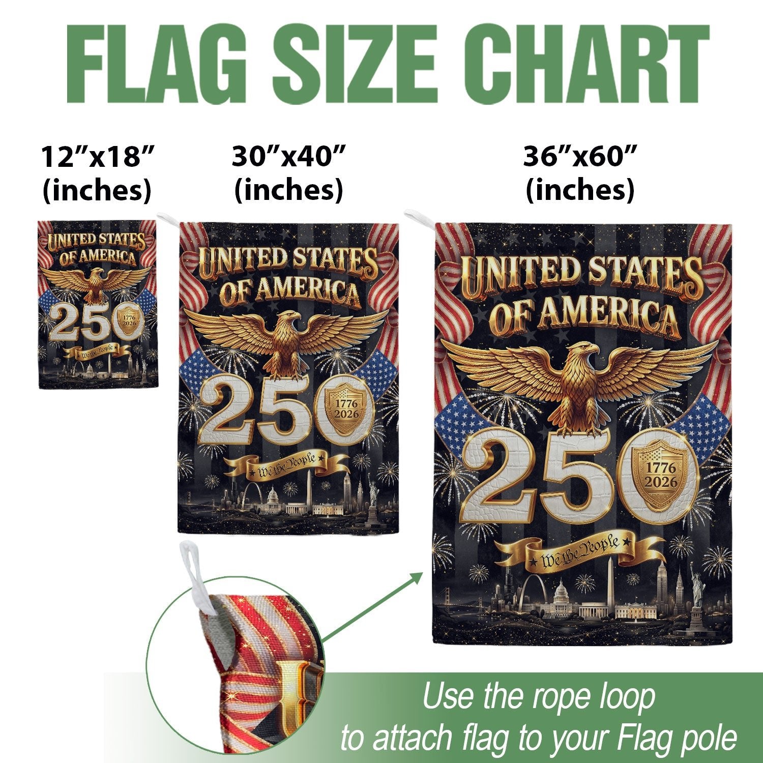 250th Anniversary United States House Flag - We The People Patriotic Eagle Banner - Rust Field Wear