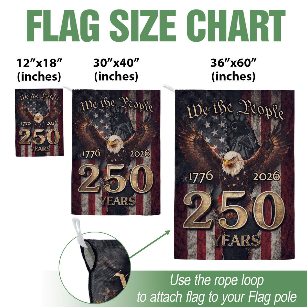 We The People 250th Anniversary Garden Flag 1776-2026 Patriotic Eagle Outdoor Decor - Rust Field Wear