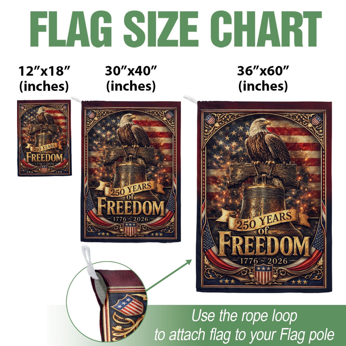 1776-2026 Anniversary Garden Flag 250 Years of Freedom Liberty Bell Eagle Yard - Rust Field Wear