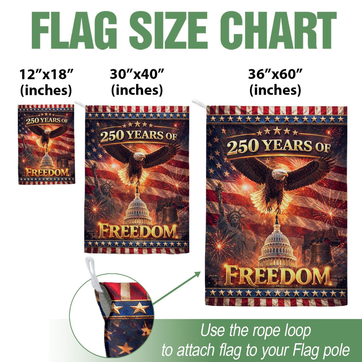 250 Years of Freedom House Flag 1776-2026 Patriotic Eagle Capitol Liberty Bell - Rust Field Wear