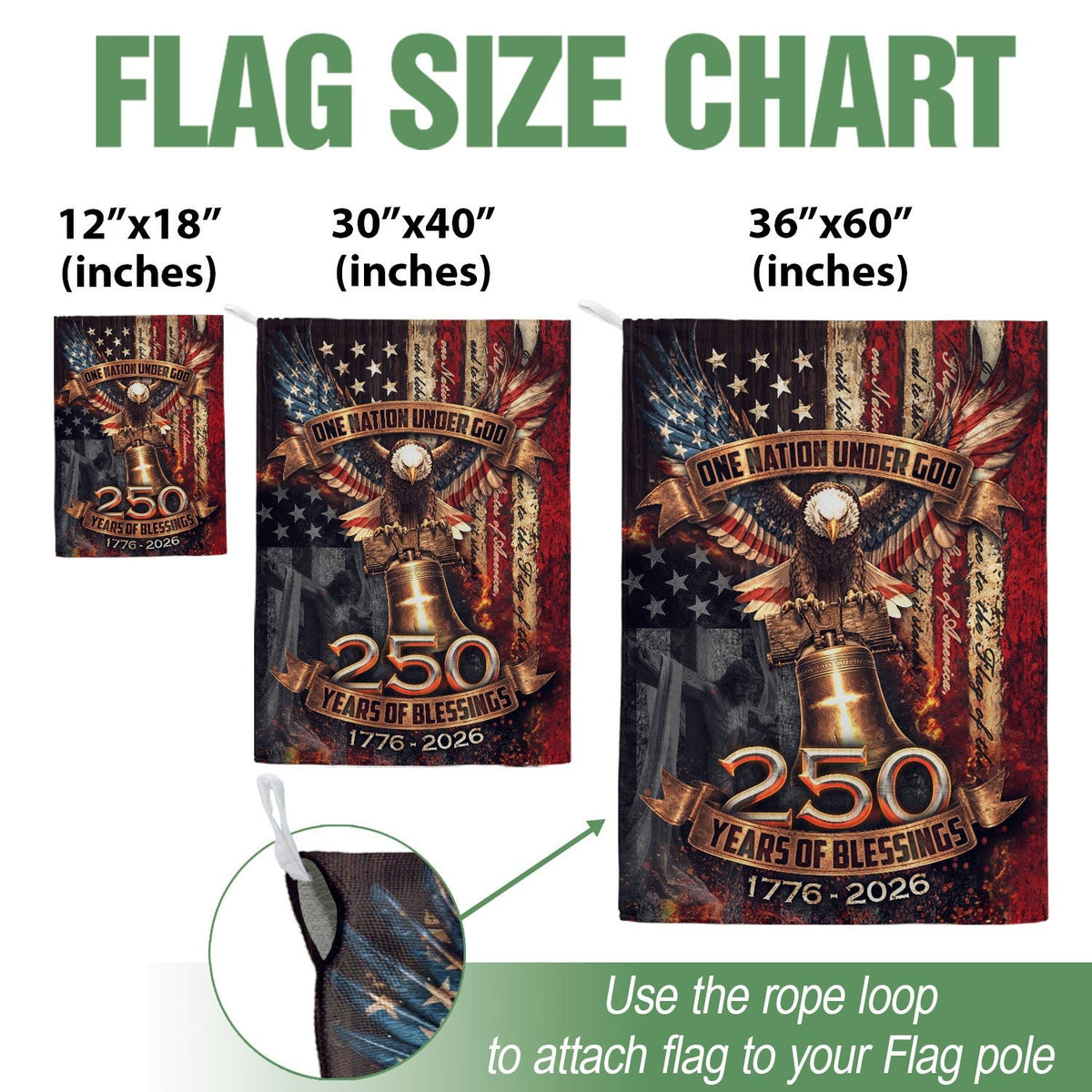 250th Anniversary House Flag One Nation Under God Eagle Patriotic Banner 1776-2026 - Rust Field Wear