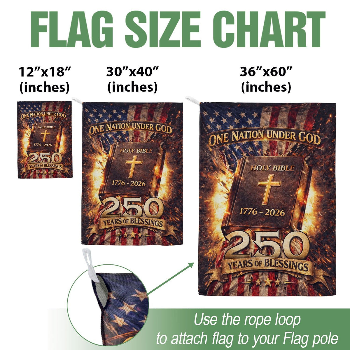 1776-2026 Anniversary Garden Flag 250 Years One Nation Under God Holy Bible Yard Decor - Rust Field Wear