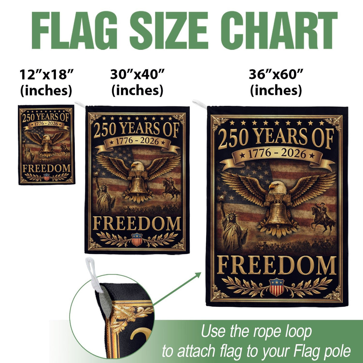 250 Years of Freedom House Flag 1776-2026 Patriotic Eagle Liberty Bell 250th Anniversary USA Flag - Rust Field Wear