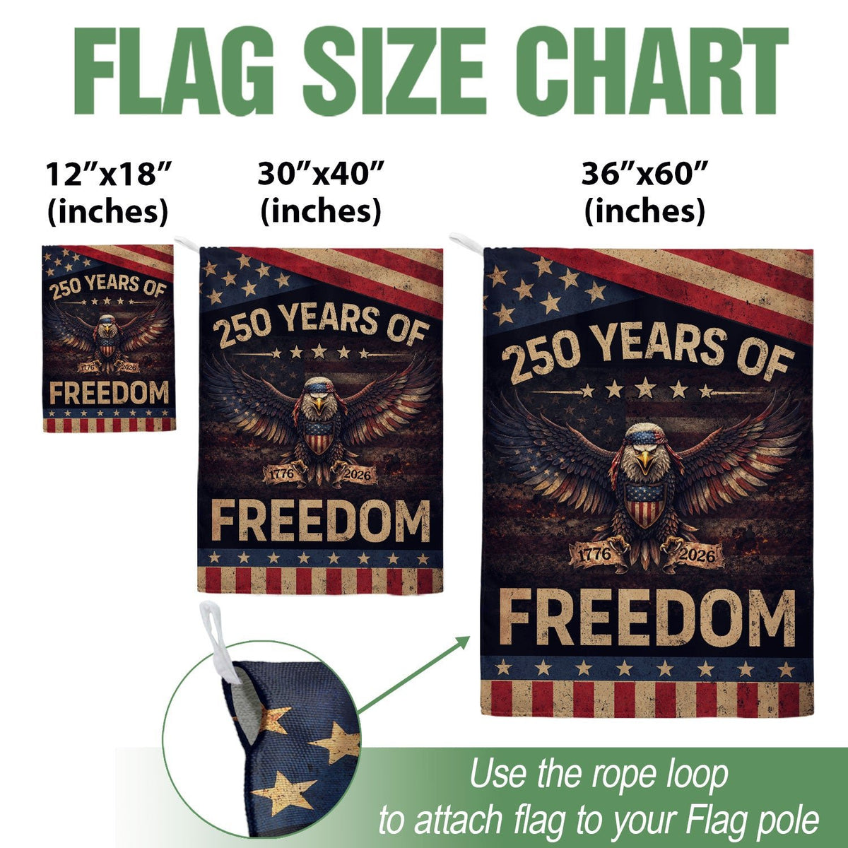 250 Years of Freedom House Flag Patriotic Eagle 1776-2026 Vintage USA 250th Anniversary Flag American - Rust Field Wear