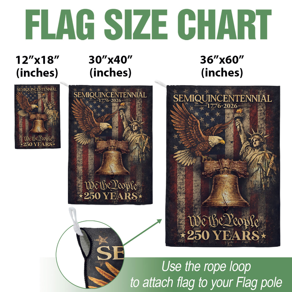 USA 250th Anniversary House Flag - Statue of Liberty & Golden Eagle Patriotic Banner - Rust Field Wear