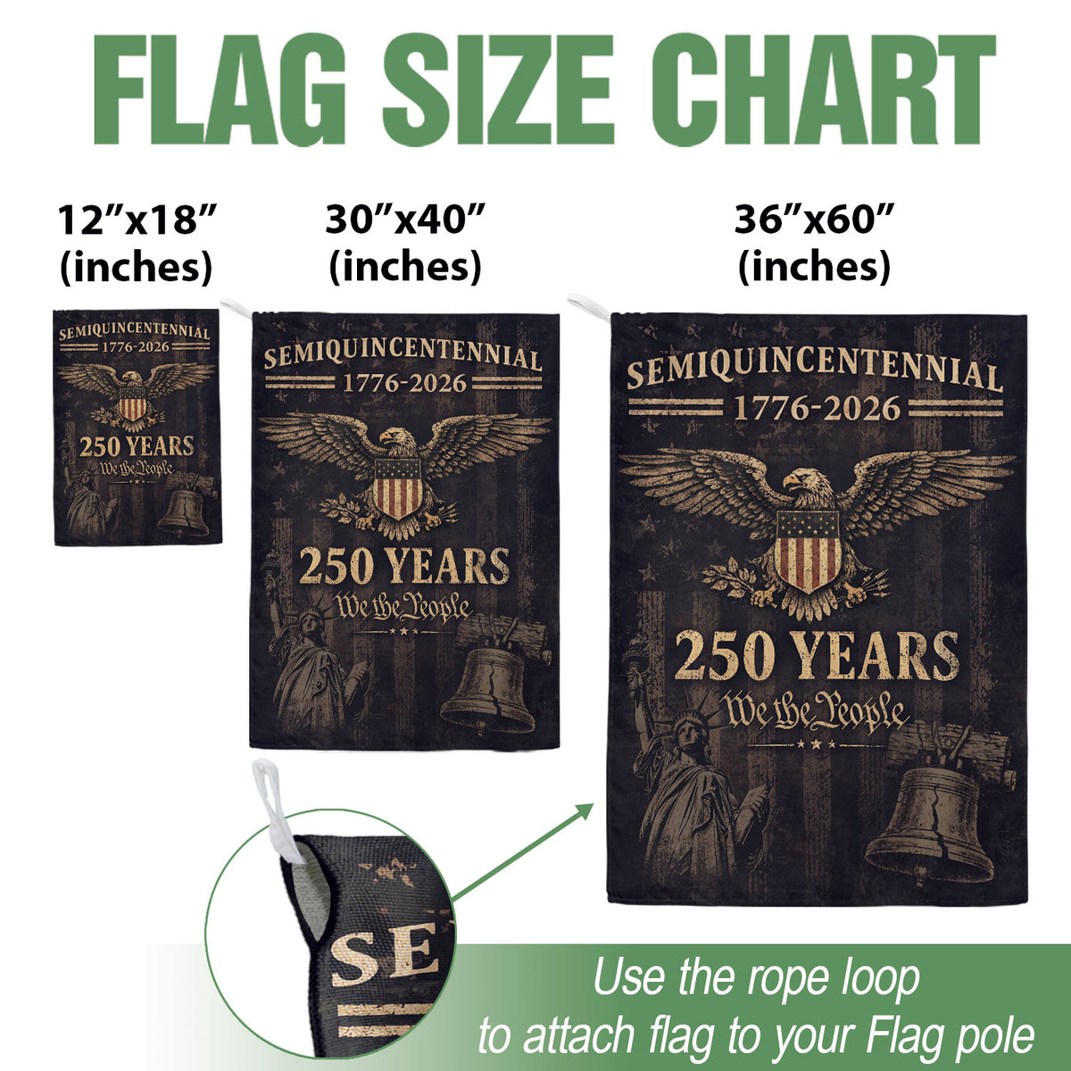 250th Anniversary United States Garden Flag - Liberty Bell & Eagle Patriotic Banner Decor - Rust Field Wear