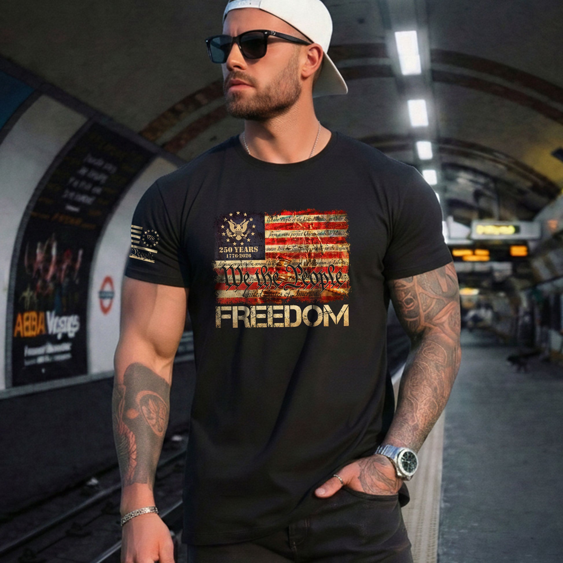 Patriotic T Shirts, Freedom We The People American Flag Constitution Patriotic Eagle - Freedom Shirts for Men - Rust Field Wear