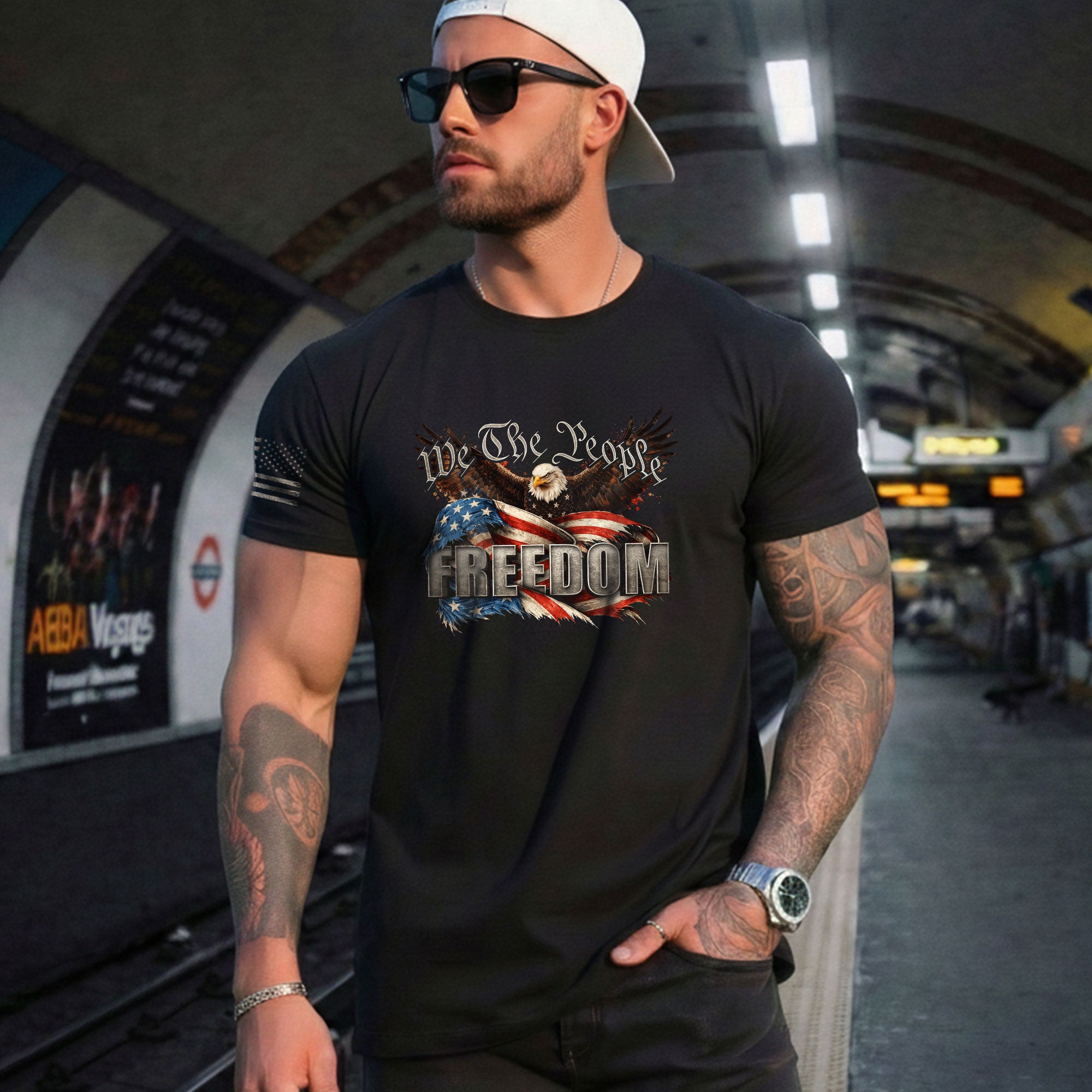 Patriotic T Shirts, American Pride Freedom We The People Flag Eagle Patriotic - Freedom Shirts for Men - Rust Field Wear
